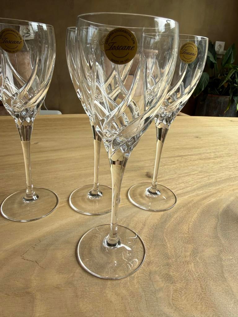 4 kristallen glazen Toscane - Ongebruikt, Ophalen, Glas of Glazen, Nieuw, Glas