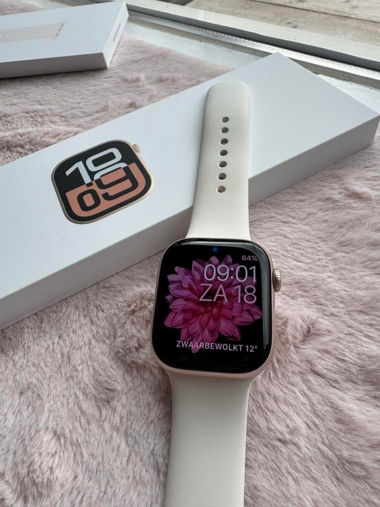 Apple Watch Series 10 42mm Aluminium Roségoud, Ophalen, Hartslag, IOS, Zo goed als nieuw