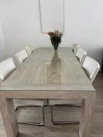 Eettafel met glasplaat (6 personen), Ophalen, Gebruikt, 200 cm of meer, 50 tot 100 cm