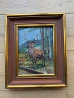 Schilderij hert met gewei, Ophalen of Verzenden