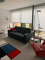 Zwarte leren slaapbank met pocketveren matras, Huis en Inrichting, Slaapkamer | Slaapbanken, Ophalen, Gebruikt, Zwart, Tweepersoons