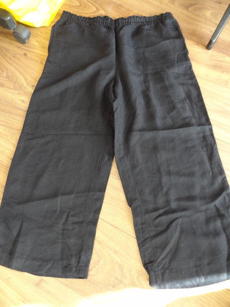 H&M linnen broek, H&M, Zwart, Maat 42/44 (L), Ophalen of Verzenden