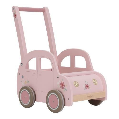 Little Dutch Houten Loopwagen Roze met Bloemen, Ophalen of Verzenden, Gebruikt, Duw- of Trekspeelgoed