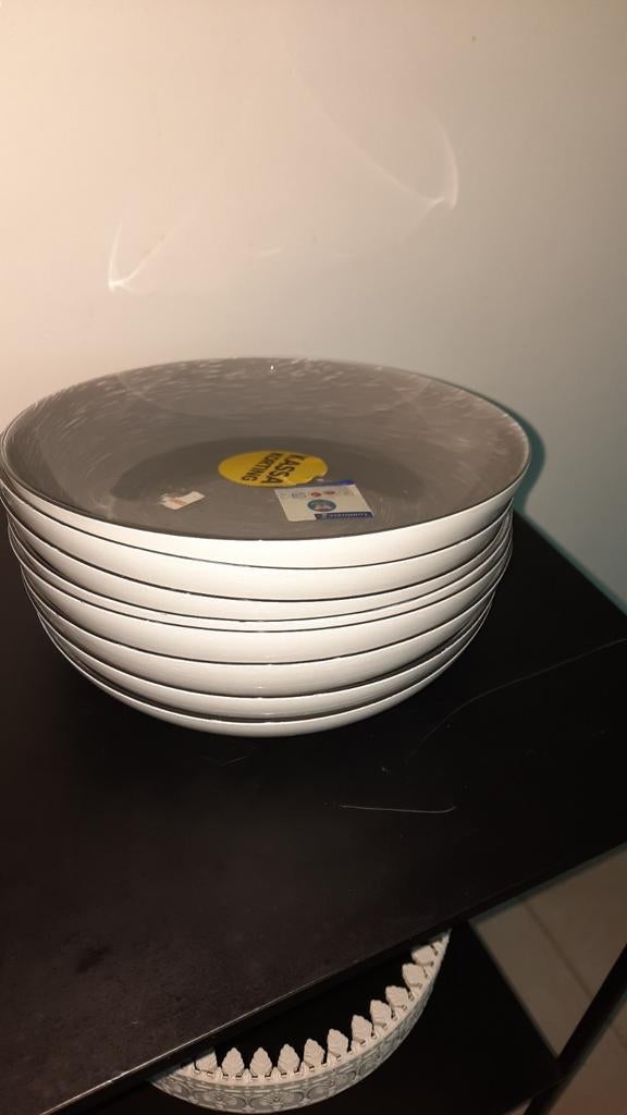 Luminarc Stoneware Diep Bord - Grijs - 20 cm, Ophalen, Nieuw, Glas, Bord(en)