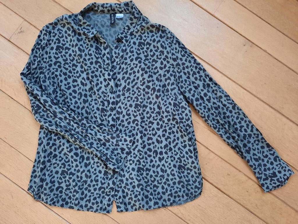 H&M Divided bloes groen zwart panter maat 38, Maat 38/40 (M), H&M, Zwart, Ophalen of Verzenden