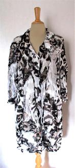 Mooie wit/bruin/zwart linnen blouse print jurk! 40, Verzenden, Zo goed als nieuw, Maat 38/40 (M), Bruin