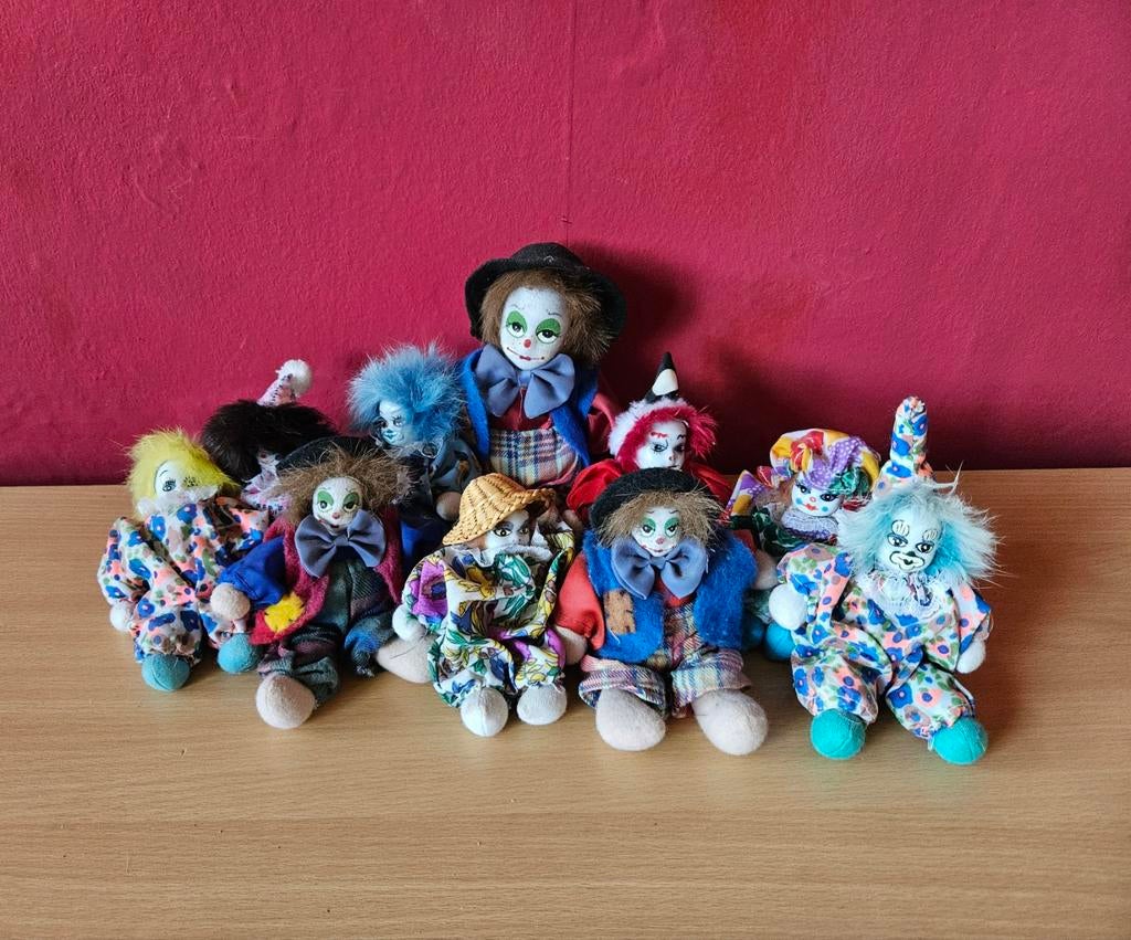 Verzameling vintage clown poppen, Verzamelen, Poppen, Ophalen of Verzenden, Gebruikt, Pop
