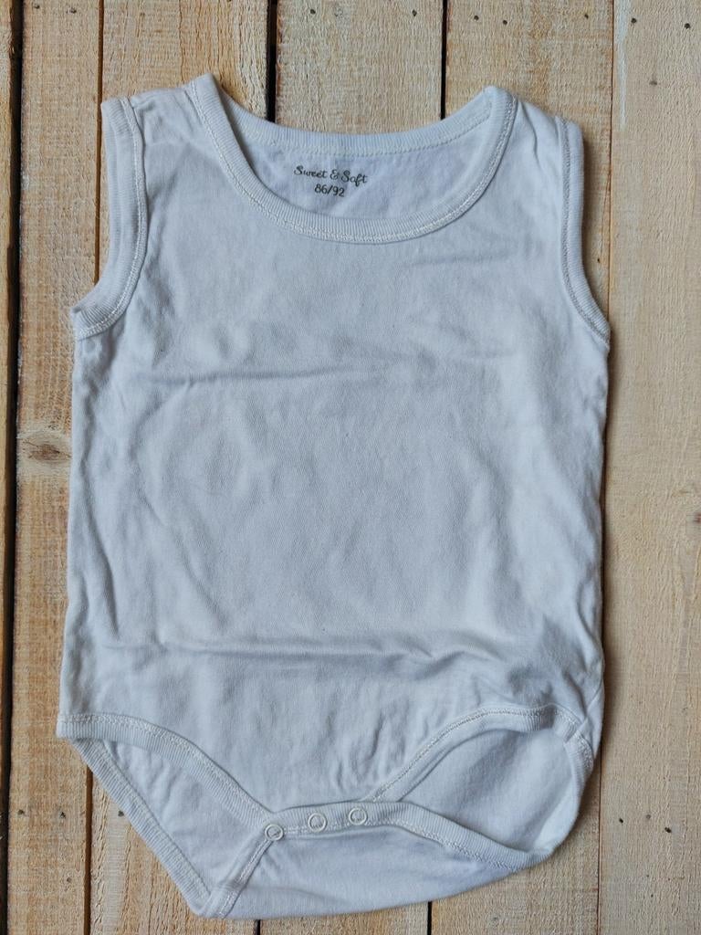 Wit rompertje mouwloos Sweet & Soft maat 86/92, Zo goed als nieuw, Nacht- of Onderkleding, Zeeman, Verzenden