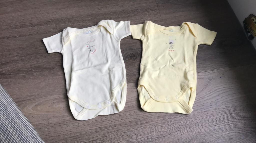 2x Grain de Blé Rompertjes - Geel - maat 56, Kinderen en Baby's, Babykleding | Maat 56, Ophalen of Verzenden, Zo goed als nieuw