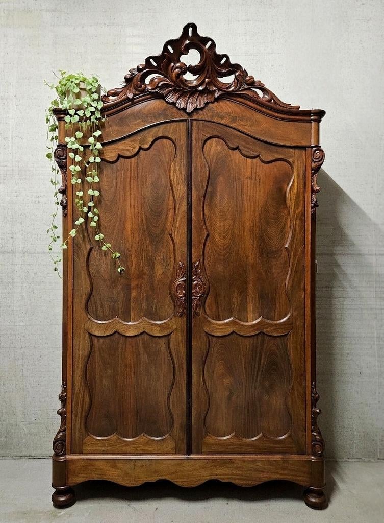 Antieke XL brocante Biedermeier kuifkast vintage meidenkast, Ophalen of Verzenden