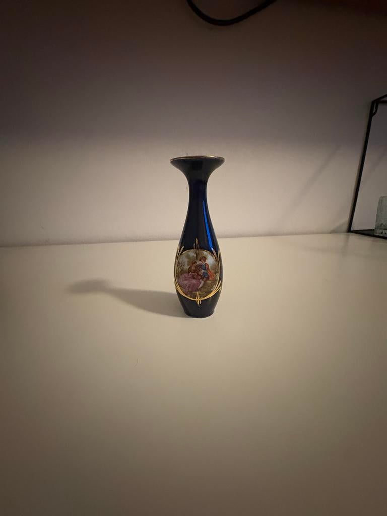 Decoratieve Limoges Porseleinen Vaas - Kobaltblauw & Goud, Antiek en Kunst, Antiek | Vazen, Ophalen