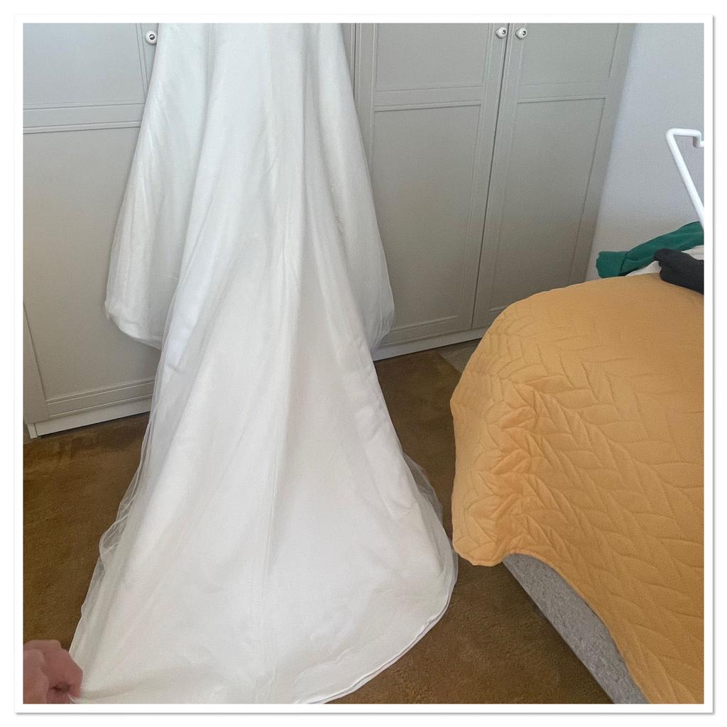 Witte trouwjurk met sleep, Ophalen of Verzenden, Zo goed als nieuw, Wit, Trouwjurk