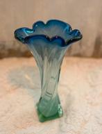 Murano Sommerso Vaas Groen-Blauw Organische Vorm, Ophalen of Verzenden