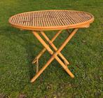 Vintage bamboe opklapbare tafeltje, Ophalen of Verzenden, Gebruikt, Ovaal