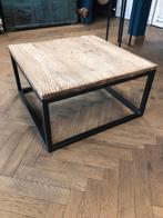 Salontafel massief oud hout - stalen onderstel, Ophalen, Vierkant, Zo goed als nieuw, 75 cm of meer