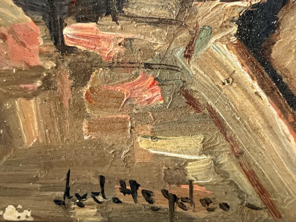 Olieverf schilderij van der Heyden, haven met zeilbootjes, Antiek en Kunst, Kunst | Schilderijen | Modern, Ophalen of Verzenden