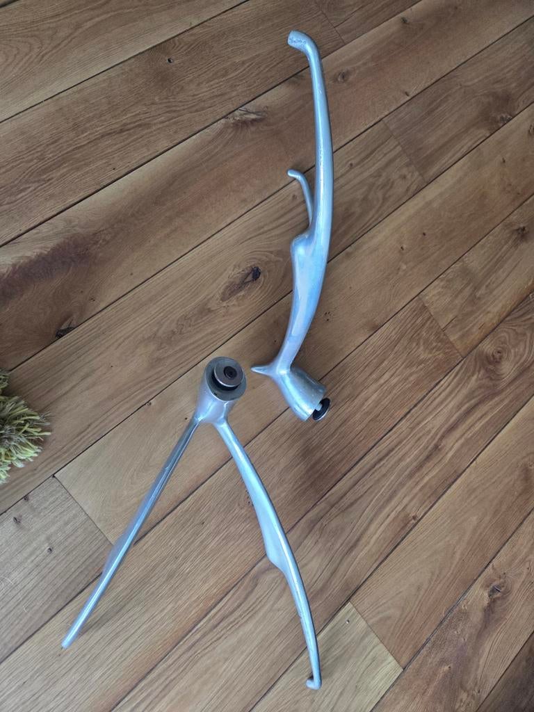 Art-deco brutalistische rvs tafelpoten voor salontafel, 50 tot 100 cm, Zo goed als nieuw, Rechthoekig, 50 tot 100 cm