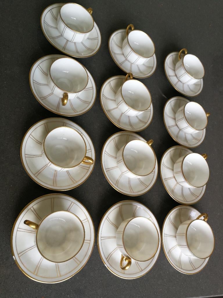 Antiek koffie servies - Limoges France - 12 x kop & schotel, Ophalen