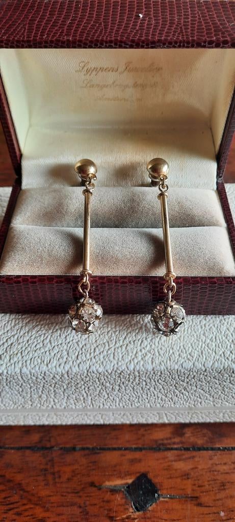 Vintage  oorbellen, goldtone  met Swarovski kristal., Ophalen of Verzenden, Overige materialen, Met kristal