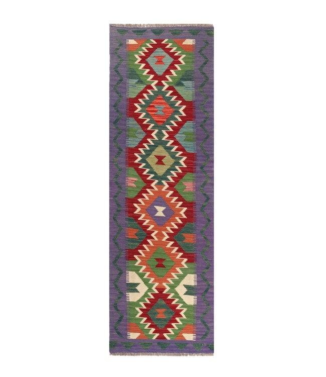 Handgeweven Kelim Loper 198x61 cm Wol Vloerkleed Tapijt, Huis en Inrichting, Nieuw, 150 tot 200 cm, Rechthoekig, Rood