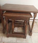 Leuke Miniset Mimi Set Eiken 3 Bijzet Tafels Vintage, Ophalen, Vintage, Zo goed als nieuw, 75 cm of meer