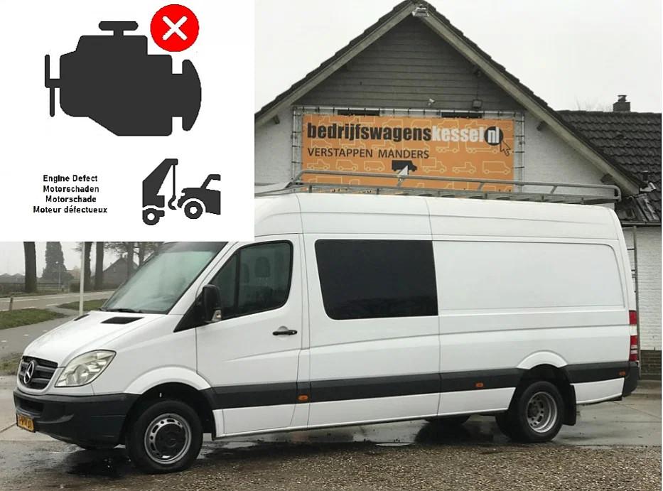 Mercedes-Benz Sprinter 515 CDI L3H2 DC dubbele cabine motors, Auto's, 13 km/l, Gebruikt, Zwart, 7 stoelen