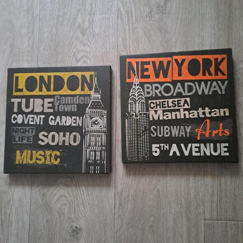 IKEA CANVAS 25 X 25 CM LONDON-NEW YORK, Ophalen, Minder dan 50 cm, Minder dan 50 cm, Print