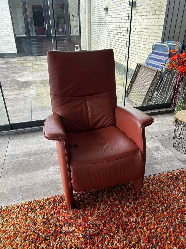 Fauteuil/ relaxstoel, roestbruin., Huis en Inrichting, Fauteuils, Ophalen, Gebruikt, Minder dan 75 cm, Leer