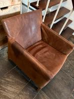 Vintage Leren Fauteuil met Beweegbare Rugleuning, Ophalen of Verzenden, Gebruikt, Leer, 75 tot 100 cm