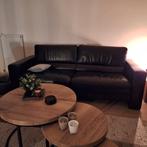 leren bank, Huis en Inrichting, Banken | Bankstellen, Ophalen, Gebruikt, Tweepersoons, Rechte bank