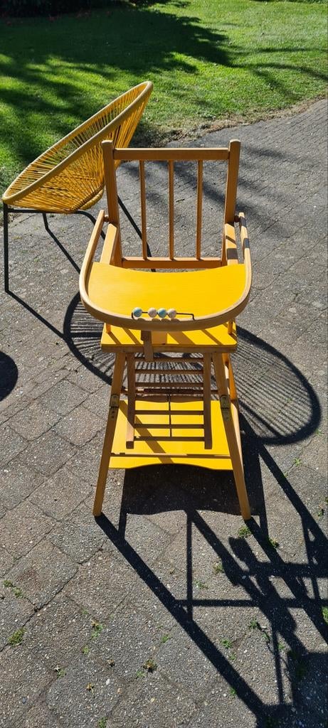 Vintage houten kinderstoel - geel, Ophalen, Gebruikt, Overige typen