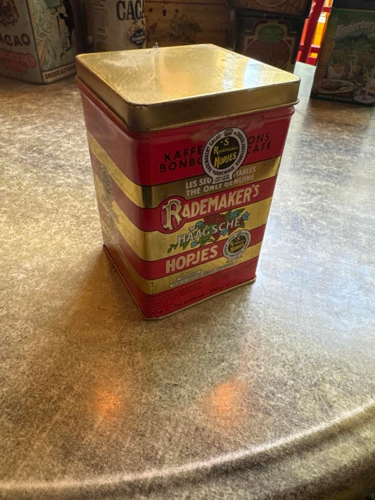 Vintage Rademaker's Haagse Hopjes Blik - Koffiebonbons, Verzamelen, Ophalen of Verzenden, Gebruikt, Verpakking
