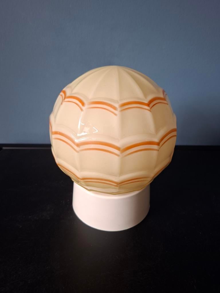 Thabur geel met oranje streep plafondlamp, Huis en Inrichting, Lampen | Plafondlampen, Ophalen of Verzenden, Gebruikt, Glas