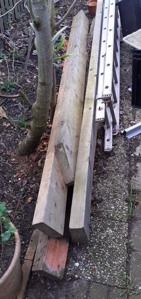 houten balken 5x circa 3 meter, Ophalen of Verzenden, Gebruikt, 250 cm of meer, Balken