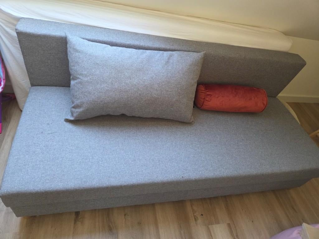 Slaapbank, Ophalen, Zo goed als nieuw, Tweepersoons, Grijs