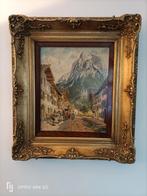 Antiek schilderij met sierlijke gouden lijst, Ophalen of Verzenden