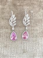Prachtige oorbellen met schitterende steen roze, Verzenden, Nieuw, Roze, Overige materialen