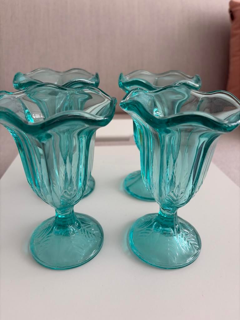 Vintage ijscoupes sorbet Anchor hocking, Ophalen of Verzenden, Zo goed als nieuw, Overige stijlen