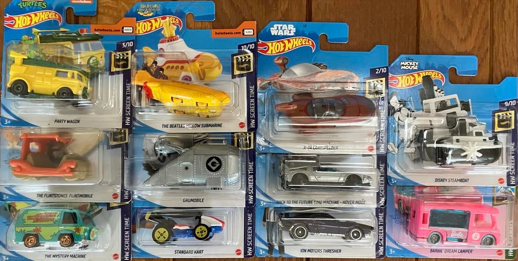 Hot Wheels 1/64 Screen Time Mix - Diverse Film & TV Auto's, Ophalen of Verzenden, Zo goed als nieuw, Auto