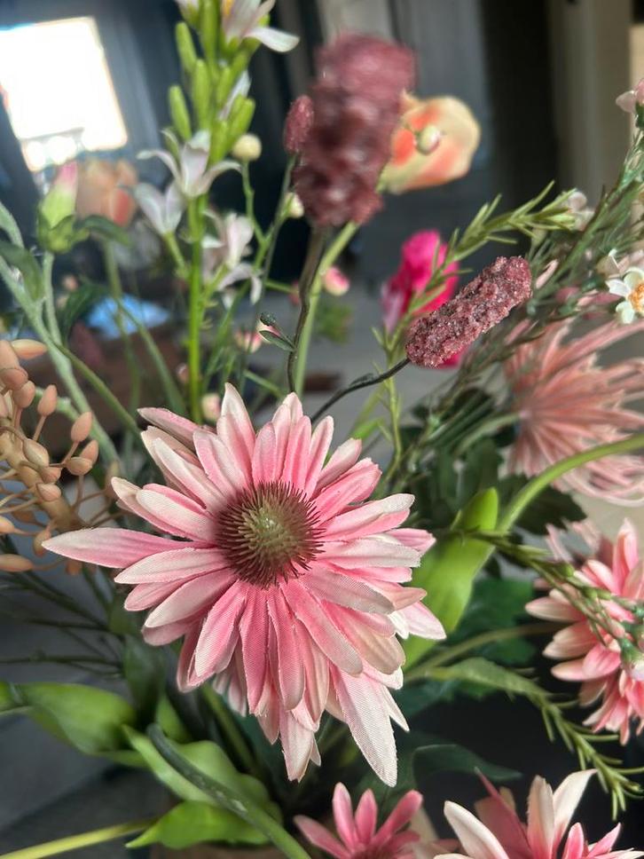 Zijden bloemen boeket Silk-ka pink voorjaar, Huis en Inrichting, Woonaccessoires | Kunstplanten en Kunstbloemen, Nieuw, Binnen