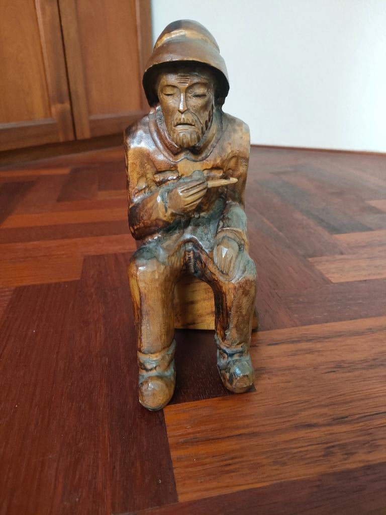 Vintage houten, handgesneden beeld, Antiek en Kunst, Ophalen