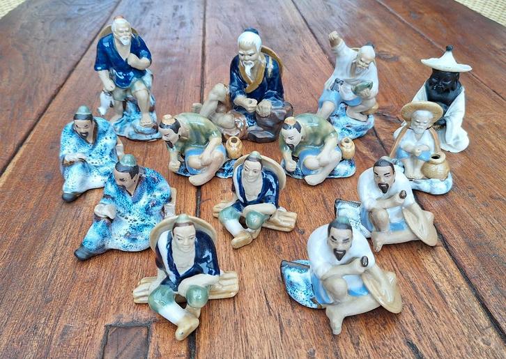 Verzameling oude keramische chinese shiwan mudmen beeldjes, Verzamelen, Beelden en Beeldjes, Zo goed als nieuw, Ophalen of Verzenden