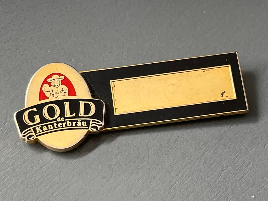 Vintage Katerbräu Gold Biermerk Speld naamplaatje, Verzamelen, Biermerken, Ophalen of Verzenden, Gebruikt