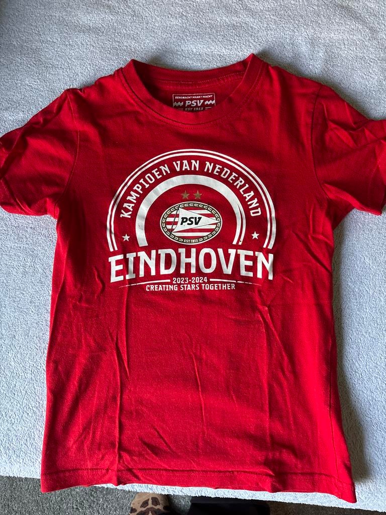 PSV Kampioen Shirt 2023-2024 - Maat 116/128, Ophalen, Gebruikt, Jongen of Meisje, Shirt of Longsleeve
