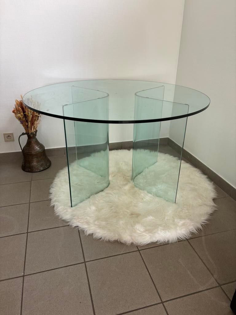 FIAM Italia ronde glazen tafel – Vintage design, Ophalen of Verzenden