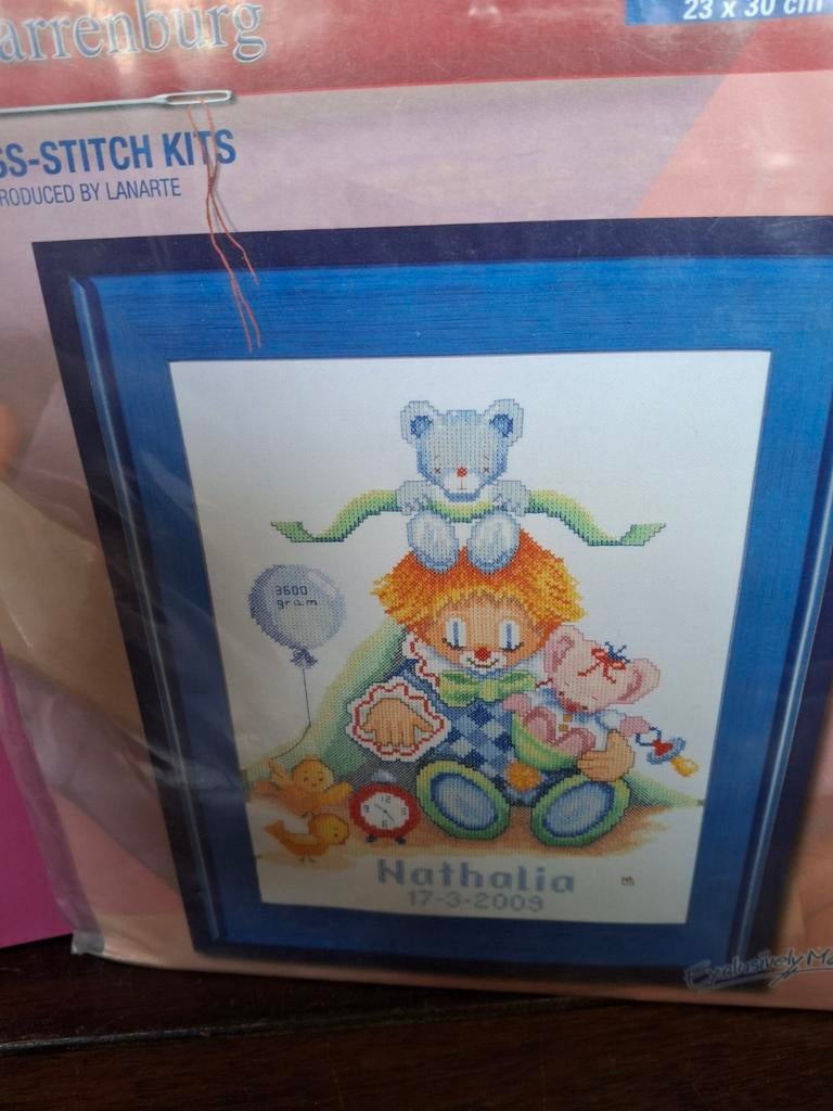 Geboorte pakket - birth  clown, Hobby en Vrije tijd, Borduren en Borduurmachines, Ophalen of Verzenden, Nieuw, Borduurpakket