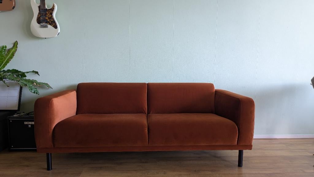 Goed als Nieuw | 3-zits bank Venezia (Terra) | Huisdier vrij, Ophalen, Stof, Tweepersoons, 75 tot 100 cm