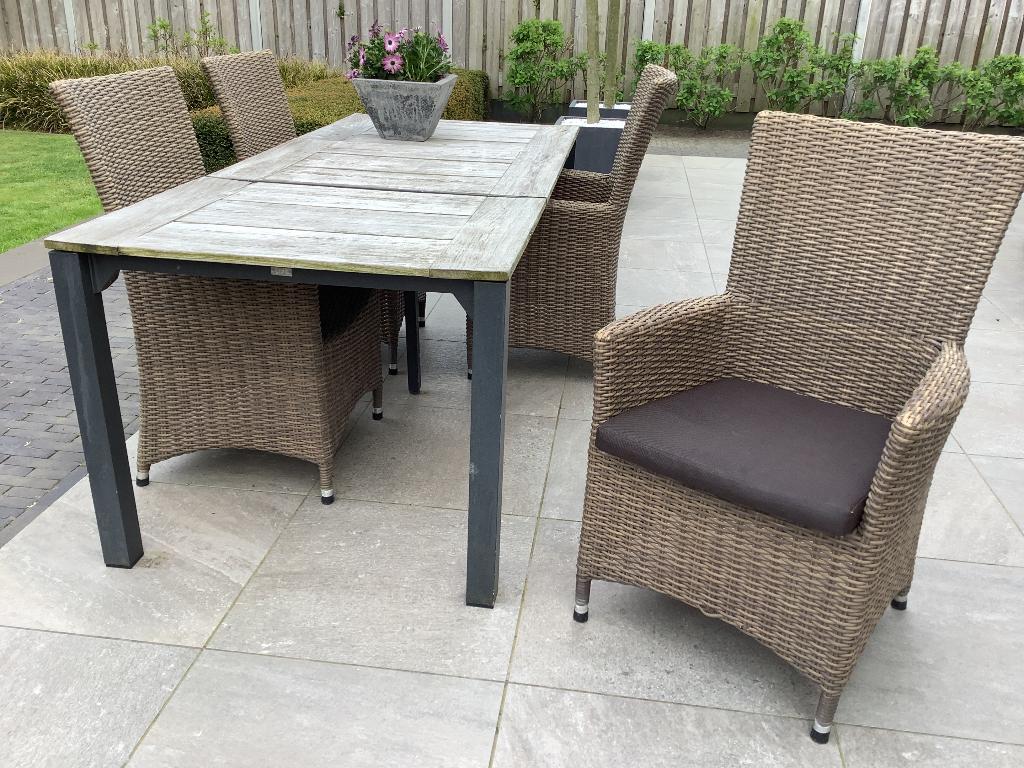 LIFE Tuinset met 4 stoelen en kussens, Tuin en Terras, Tuinsets en Loungesets, 4 zitplaatsen, Gebruikt, Aluminium, Ophalen of Verzenden