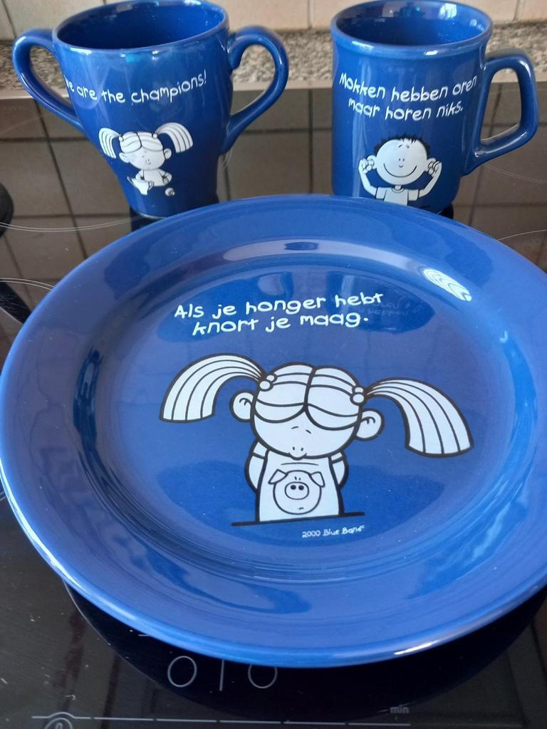 Blue Band ontbijt set, Huis en Inrichting, Keuken | Servies, Ophalen of Verzenden, Porselein, Overige stijlen, Bord(en)