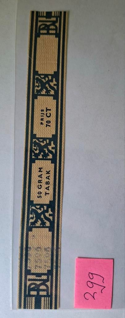 TABAK LINTZEGEL                      70 CT     NR 299, Verzamelen, Ophalen of Verzenden, Zo goed als nieuw, Sigarenbandjes